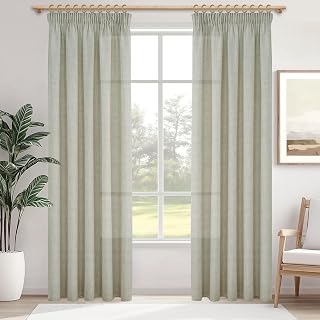 MRTREES Extra Lange Gardinen und Vorhänge Leinen Halbtransparent Schlafzimmer, Gardinen mit Kräuselband 2er Set, Vorhang Leinenoptik Rustikal Wohnzimmer 280 cm Lang 140 cm Breit