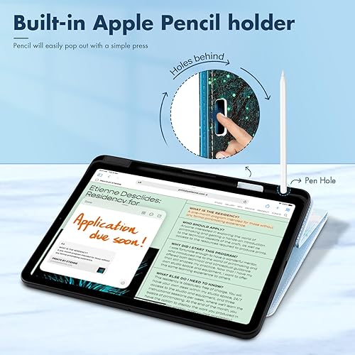 Miniatura 4 de Dteck Funda para iPad Air 10.5 (3 generación) 2019 iPad Pro 2017 10.5" - Funda protectora de cuero magnética con soporte para lápizángulo de soporte