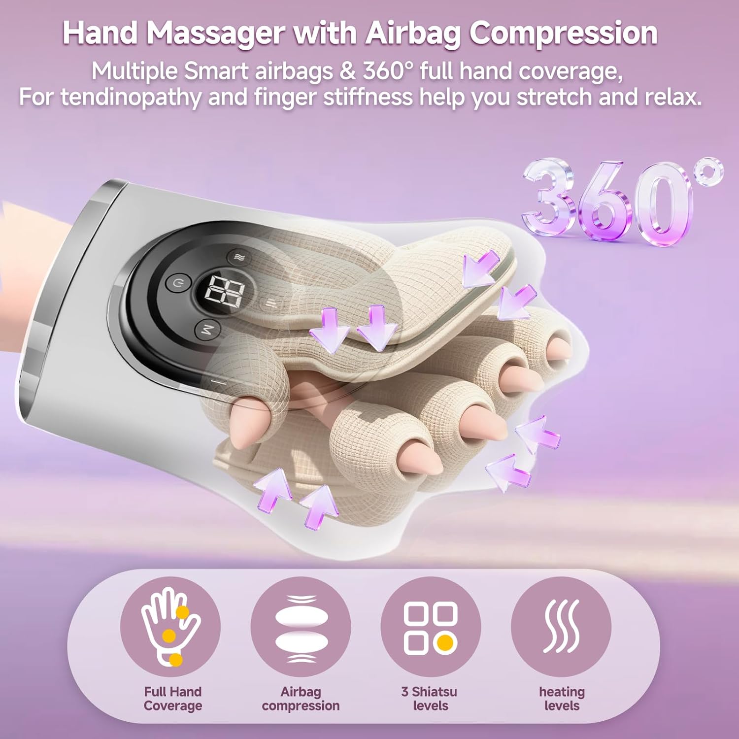 Hand Massager with Heat and Compression for Arthritis and Carpal Tunnel Relief, Hand Wrist Massagers Designed for Daily Comfort at Home, Office, or Travel, Gifts for Women Men Mom Girlfriend - Image 2