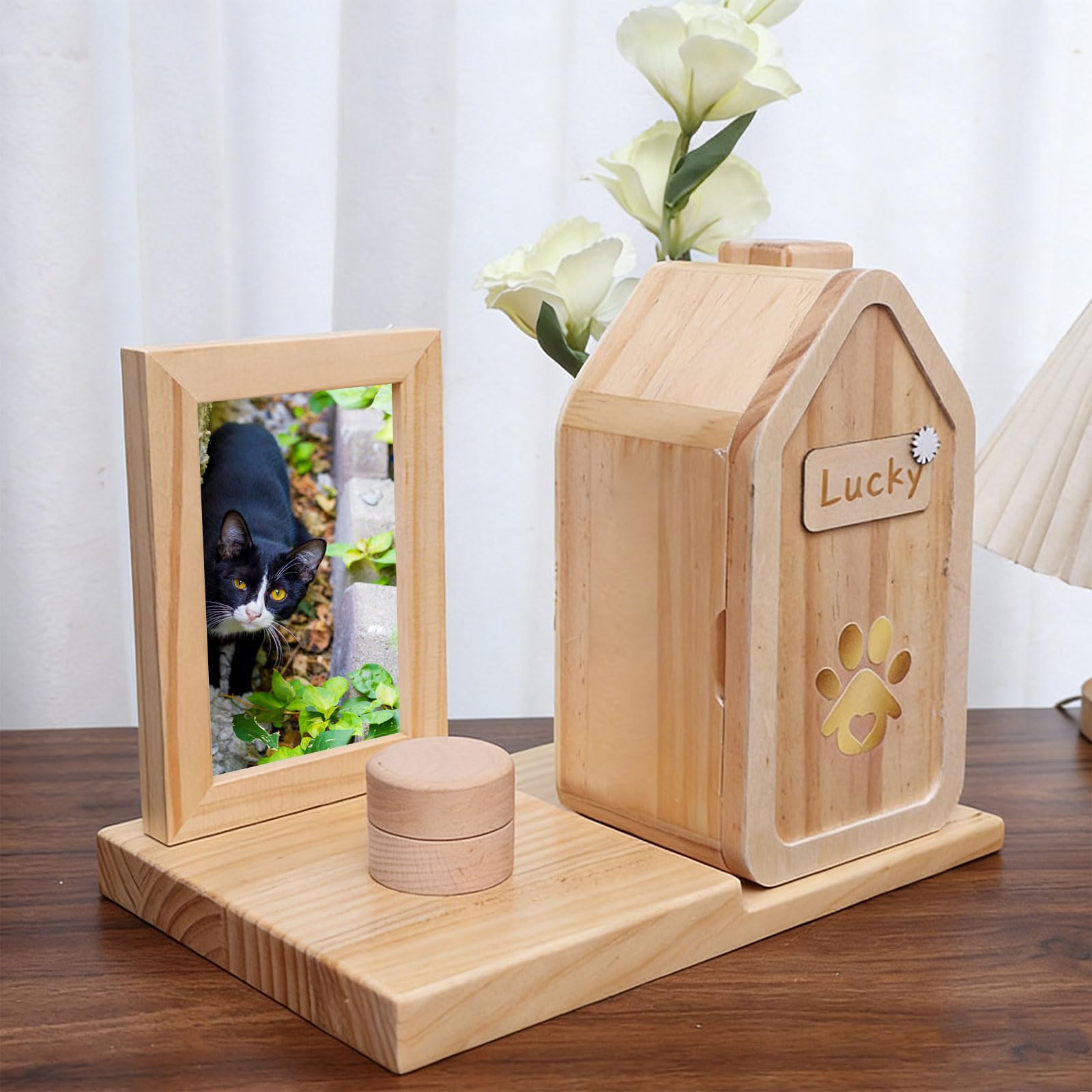 Ataúd de urna para cenizas de cremación, ataúd de condolencias, suministros de regalo para mascotas, accesorios de marco de fotos conmemorativo, urna de acero inoxidable