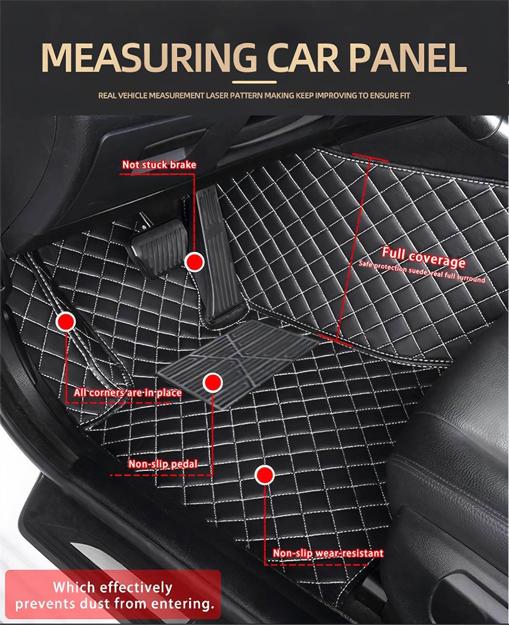 Custom Personalized Car Floor Mats，Luxury Full Coverage All Weather Car Mats,Anti-Slip Leather Car Floor Liners,Custom Floor Mats Fit for 99.6% of Sedans,SUVs and Trucks (3D Coffee)