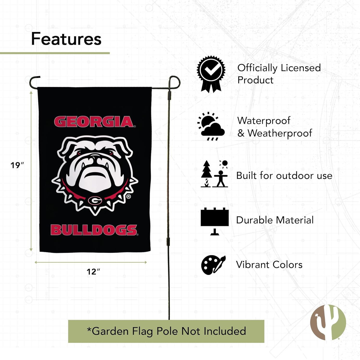 Desert Cactus University of Georgia UG Garden Flag – 19 x 12 inch Georgia Bulldogs Banner, For Outdoor Display and Events (Design J) - Image 5