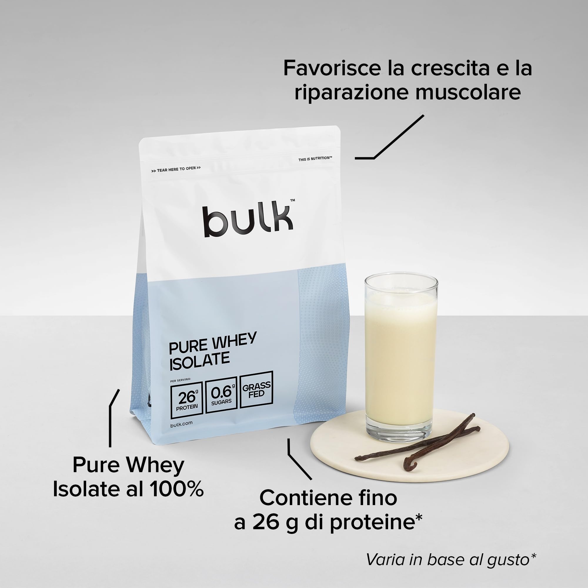 Bulk Pure Whey Isolate, Cioccolato e Menta, 2.5kg | 25g di Proteine porzione, Isolato di siero, Basso contenuto di zuccheri, Basso contenuto di grassi