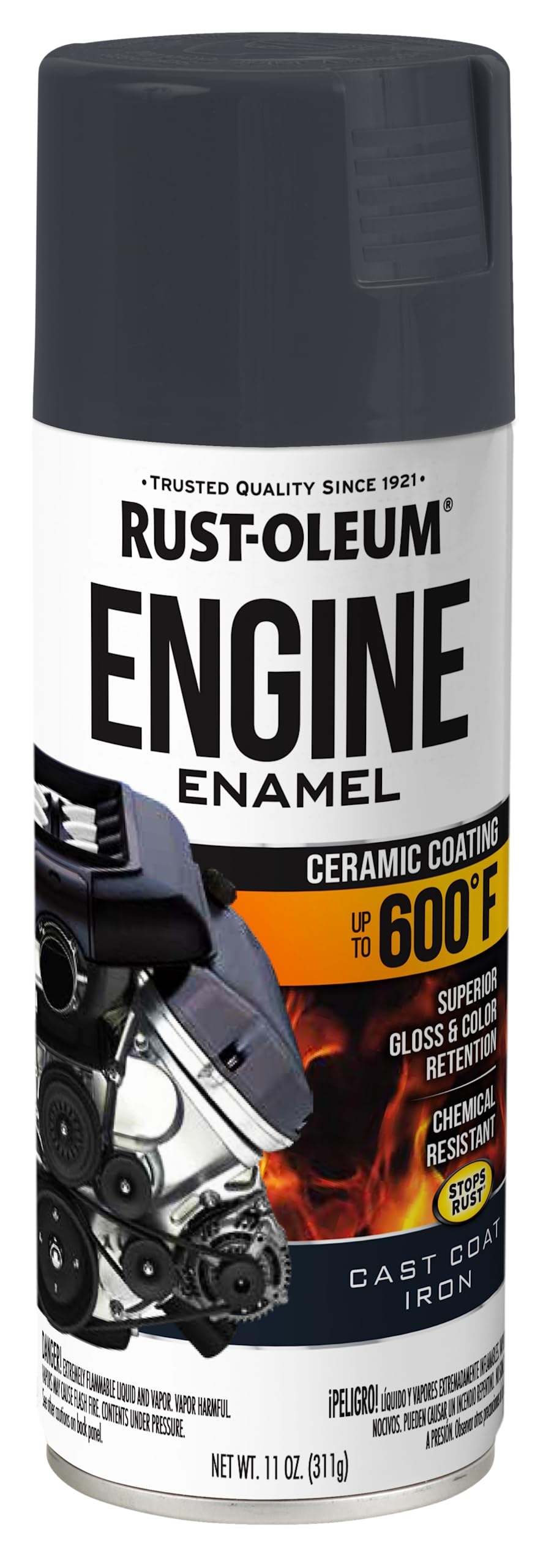 Rust-Oleum 366437 Engine Enamel Spray Paint, 11 oz, Cast Coat Iron, (Pack of 1)
