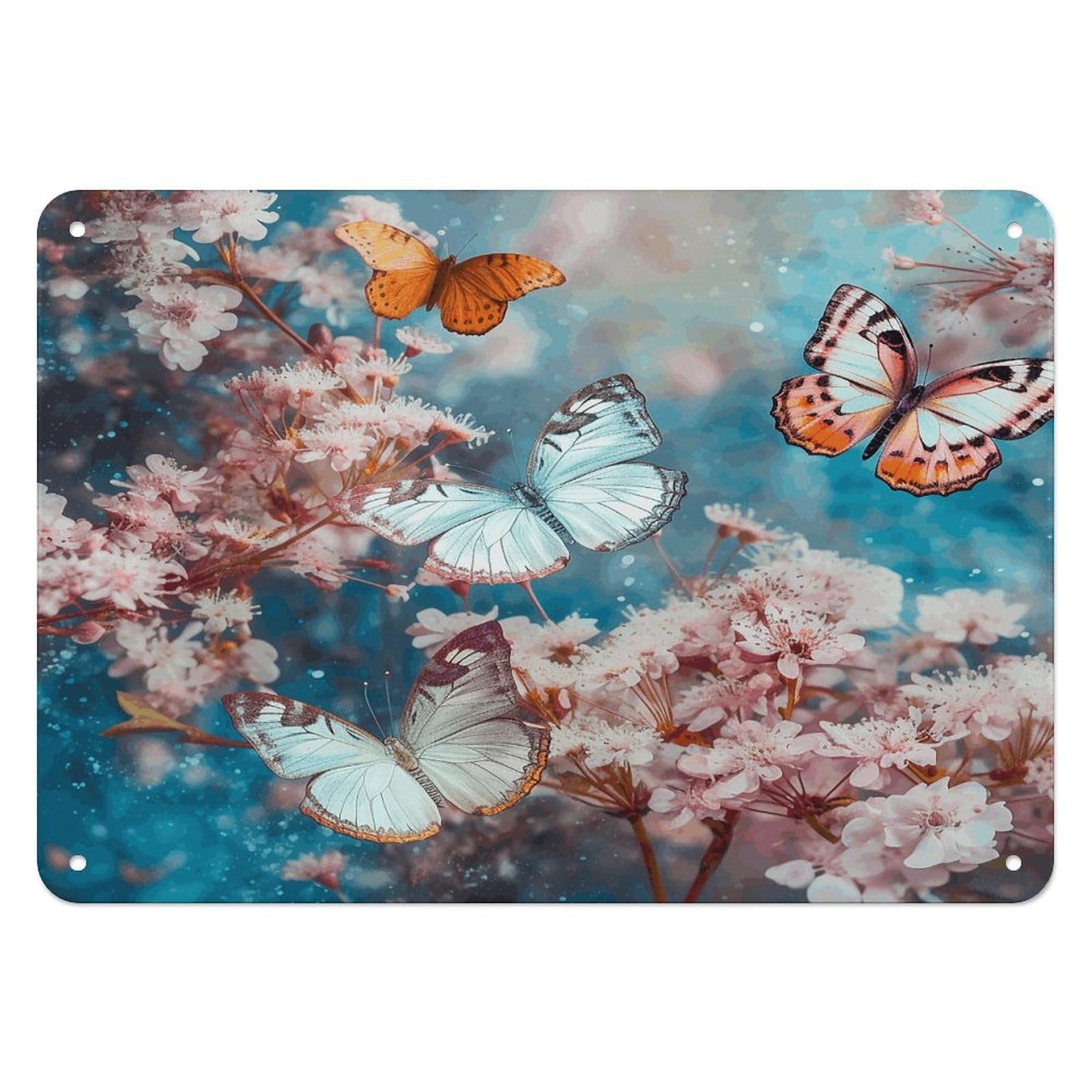 Btcowzrv Style A Group Of Butterflies Flying Metal Sign, 5.5" X 7.9" Tin Wall Decor, Wall Art Plaques For Home Wedding Decor Room Living Room Decoration