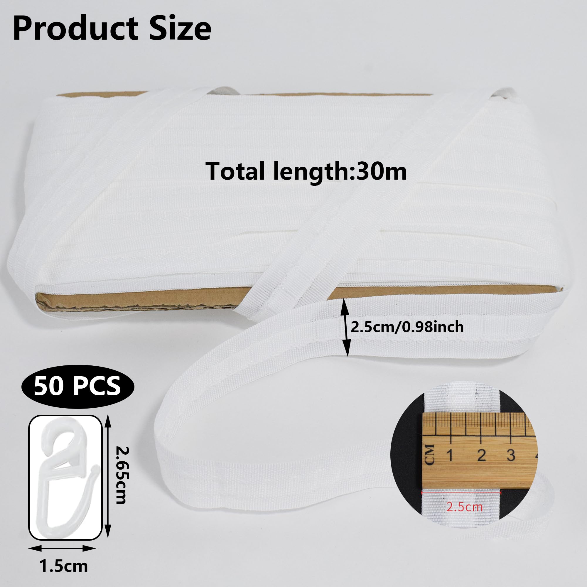 ZexJpr Kräuselband Gardinen 2x30m - Aufnähband & Bügelband Für DIY Vorhänge