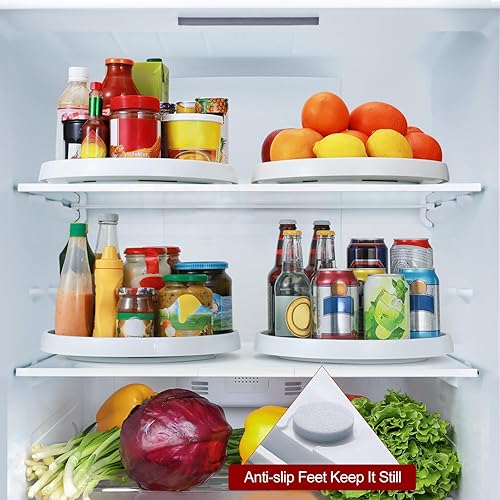 Miniatura 6 de Lazy Susan - Juego de 2 organizadores antideslizantes de 10 pulgadas para gabinetes, organización y almacenamiento de despensa, cocina, nevera,