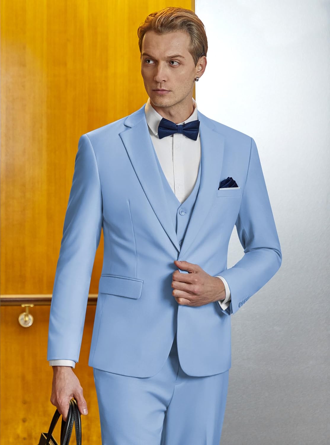 WULFUL Men’s Slim Fit Suit One Button 3-Piece Blazer Dress Business Wedding... - Picture 216 of 257