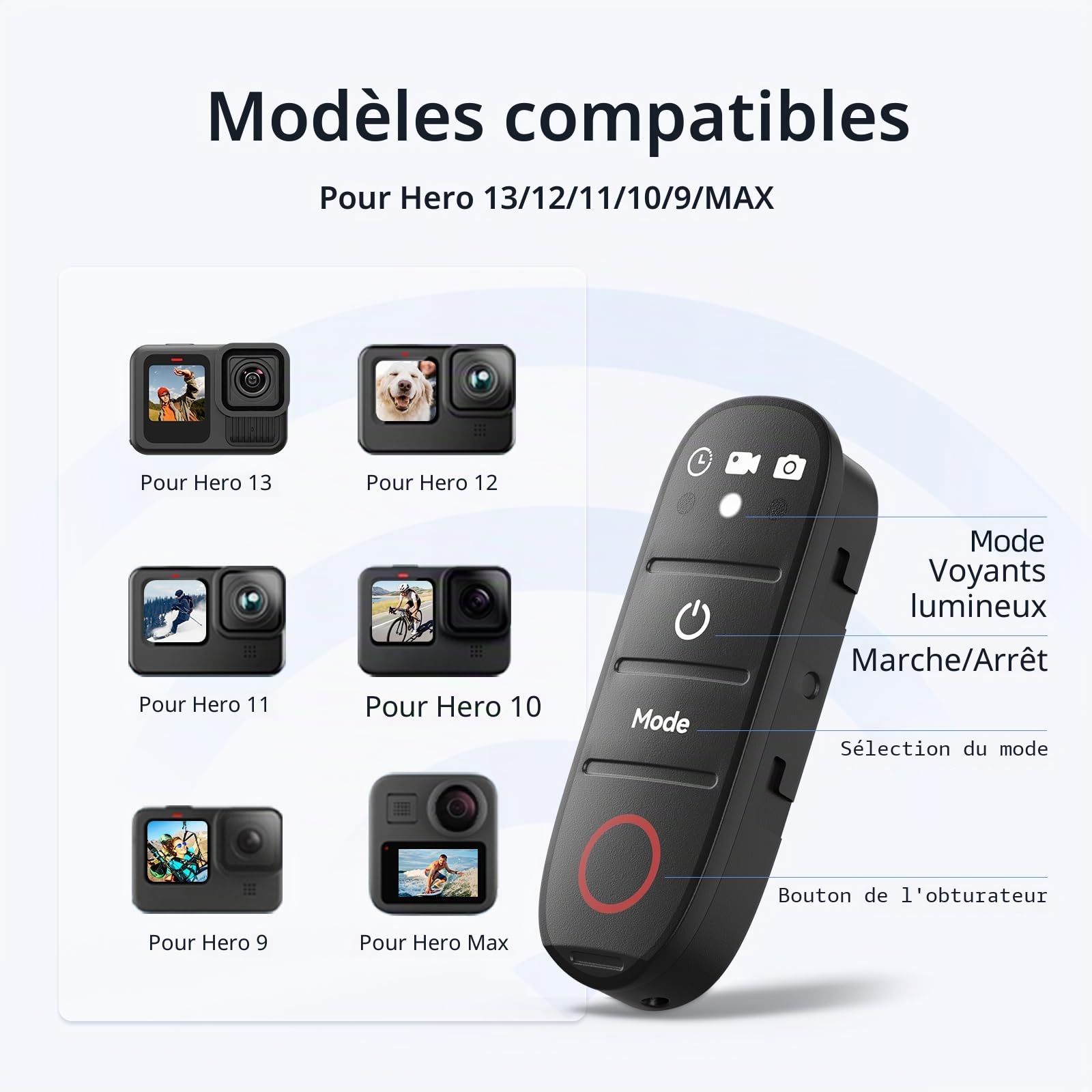 TELESIN° Trépied d'extension Rechargeable pour Perche à Selfie avec Batterie 5000 mAh et télécommande pour GoPro Max Hero 13 12 11 10 9, trépied de Batterie de Grande capacité pour Go Pro