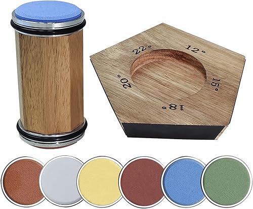 Afilador de cuchillos de acacia para borde recto con diamantes industriales y piedra de afilar para acero de cualquier dureza con 12 & 15 & 18 & 20