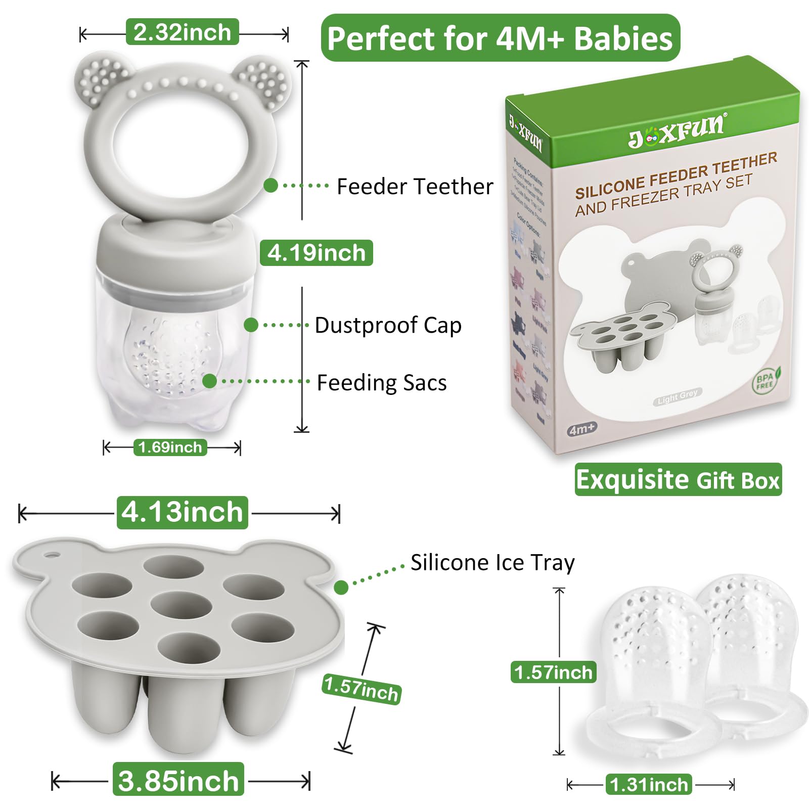 JEXFUN Frutta e mini congelatore per bambini, combinazione di vassoi per latte materno, silicone senza BPA, per un'alimentazione sicura dei bambini