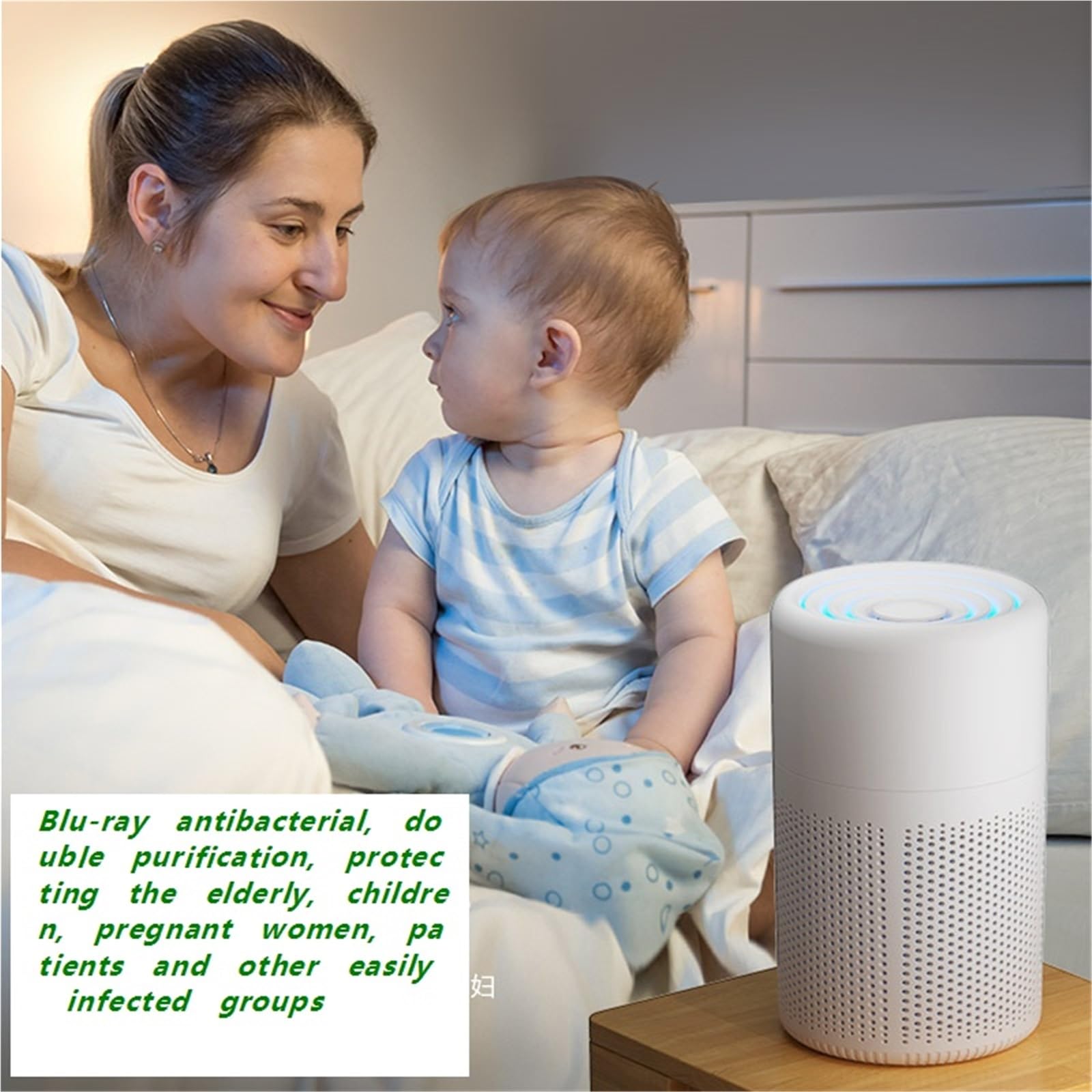 Mini purificatore d'aria, filtro HEPA e carbone attivo per scrivania di casa, rimuove fumo, polvere, polline, odori di peli di animali domestici, alimentato tramite USB, silenzioso, per camera da