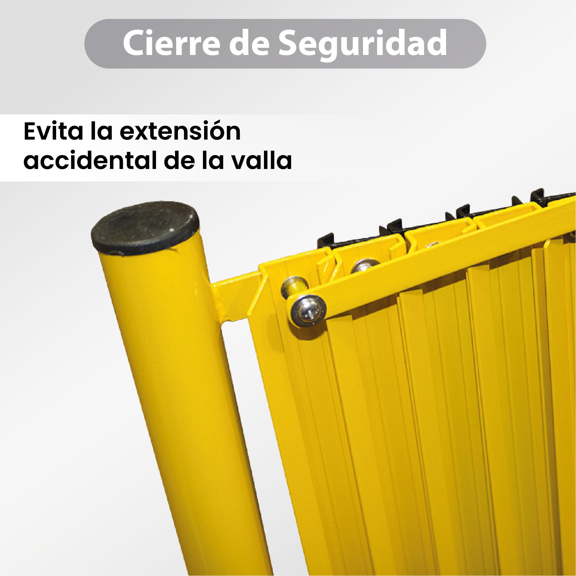 Barricada Extensible 3m con Ruedas Freno Vallas Obra Barrera Metálica Portátil Seguridad Construcción Negro/Amarillo