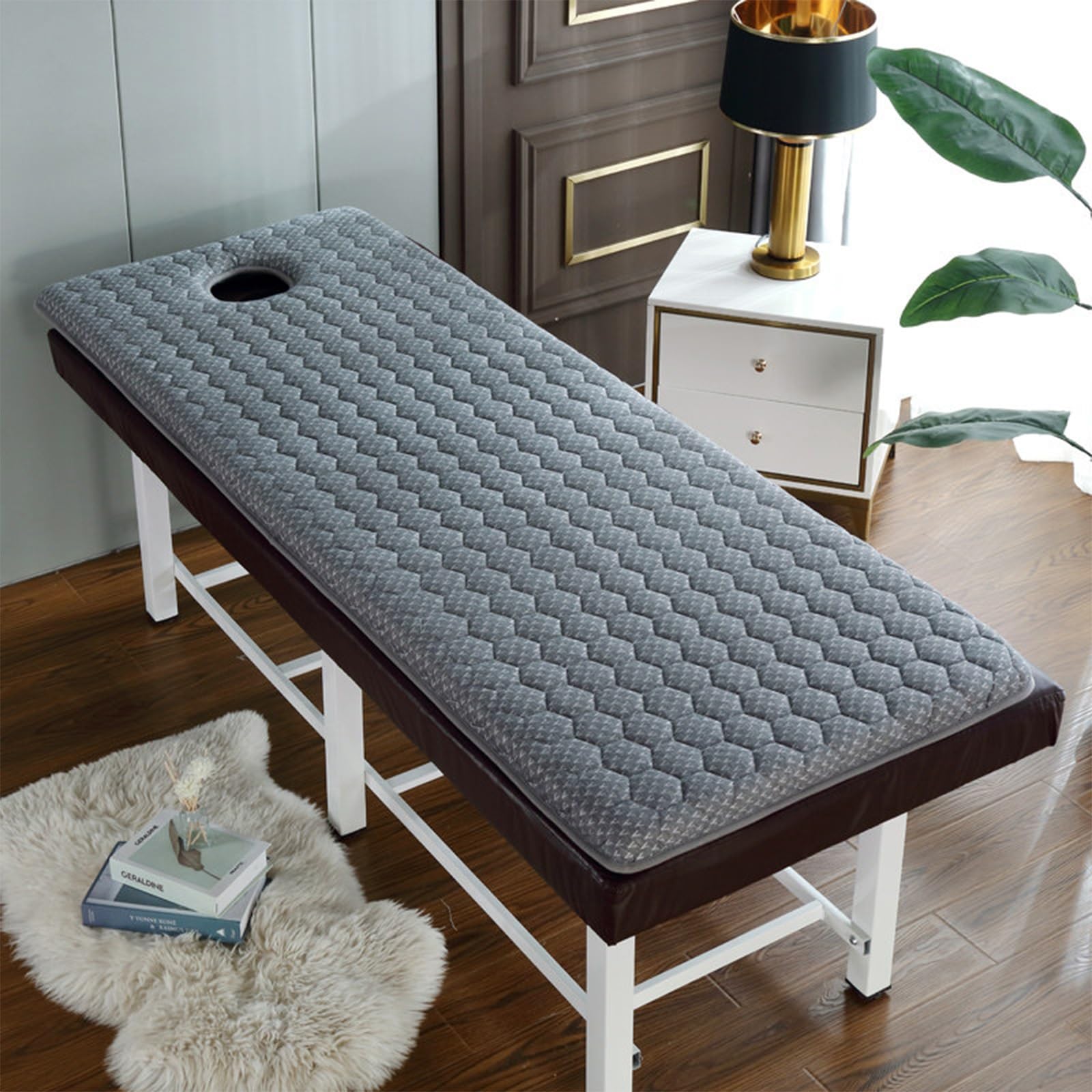 Sur matelas table massage avec trou visage, matelas table massage anti-dérapant, mousse latex matelas extension cils respirable, pour tables massage tatouage beauté spa(Gray A,190 X 80 X 4 CM)