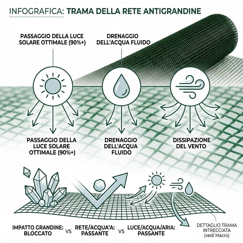MAKA Rete Antigrandine Verde 2x100 m (200 m²), Protezione Colture per Orto, Frutteto, Vigneto, Serra e Giardino, Fa Passare Aria, Acqua e Luce, Resistente alle Intemperie