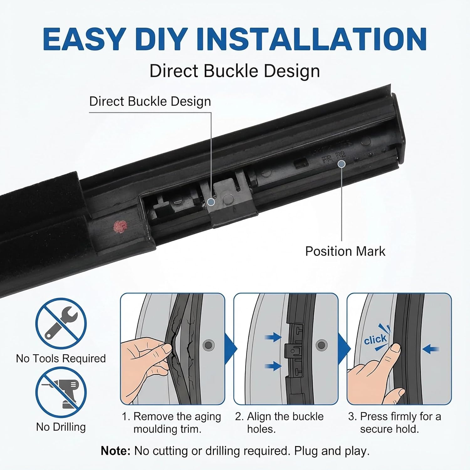Window Molding Trim Seal Belt Compatible with Honda Civic Sedan 2016-2021 4-Door Sedan, 4-Piece Exterior Weatherstrip Set Replaces 72450-TEA-T01 72410-TEA-T01 72950-TEA-T01 72910-TEA-T01, Black