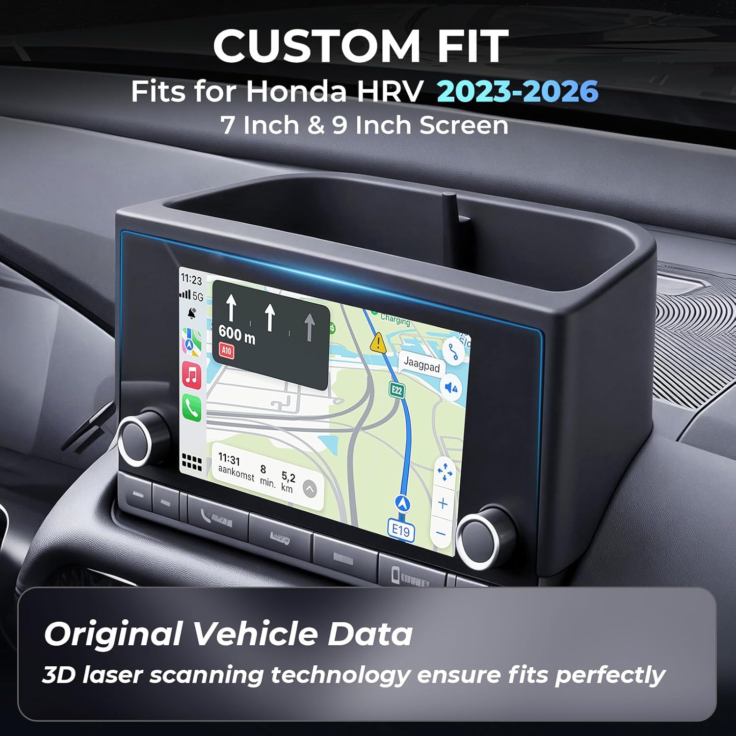 Dashboard Storage Tray Dash Organizer for Honda HRV 2026 2025 2024 2023 (Fits for 7 Inch & 9 Inch Screen) Interior Accessories Center Console Behind Screen Storage Box for 2023-2026 HR-V, Black