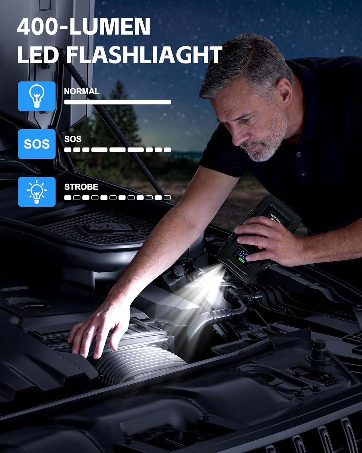 5000A Jump Starter with Air Compressor, Portable Car Battery Jump Starter with 150 PSI Tire Inflator for Up to 10.0L Gas and 8.0L Diesel Engines, 12V Jump Box Battery Charger Booster(Orange)