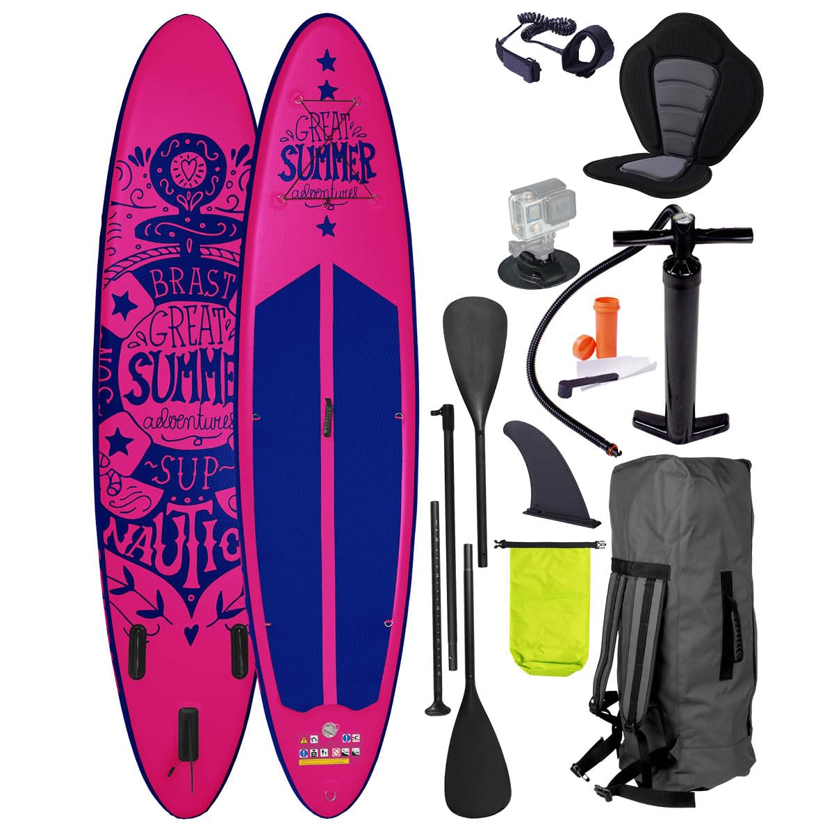 SUP Board Summer | Aufblasbares Stand up Paddle Set | 320x81x15cm | 6 Designs | 5 Jahre Garantie