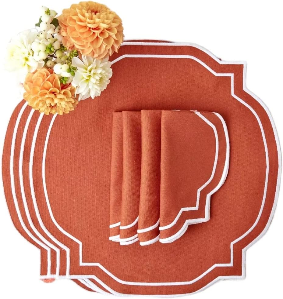Placemats Napkins Set of 12 Linen Kitchen Tablecloth Accessories Festive Table Decorations