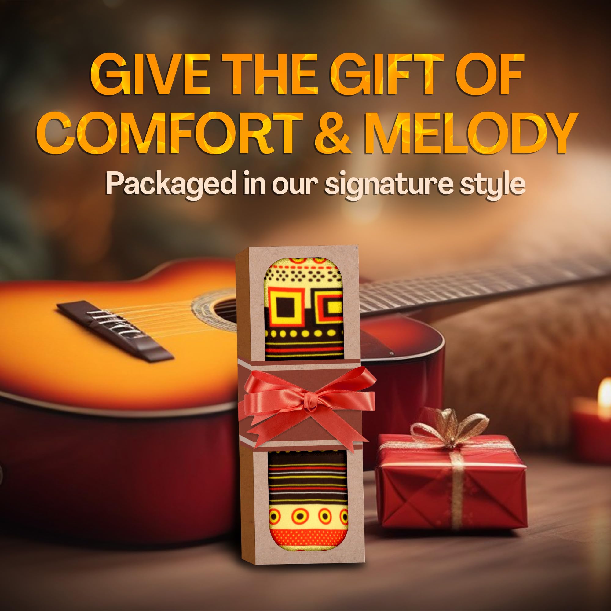 Art Tribute Guitar Strap Vintage Aztec Colors Strap Includes 2 Strap Locks & 2 Unique Picks Adjustable Strap For Bass, Electric & Acoustic Guitars, Best Gift for Men & Women Players