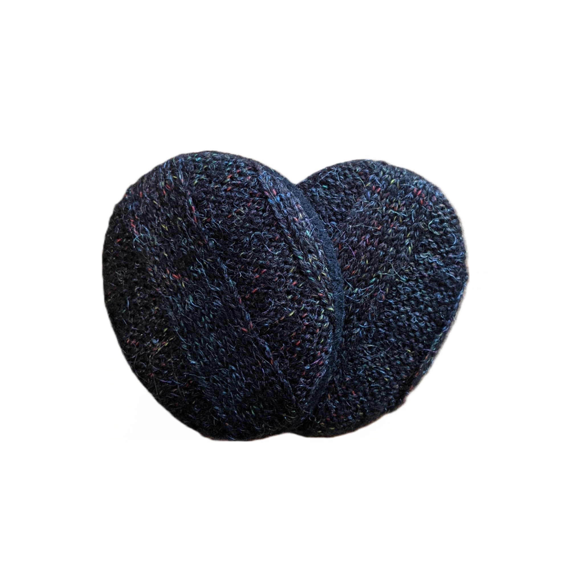 Sprigs Soft Knit Earbags Earmuffs For Winter Women, Bandless Ear Warmers, Fashion Ear Muffs (Retro Black, Small)