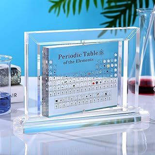 Periodic Table with Real Elements Inside, Acrylic Periodic Table Display with 83 Real Element Samples, 360° Rotating Frame Display, Remarkable Gift for Kids Adults Teachers - 9.05"x1.96"x6.3"