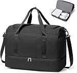 Travel Duffel Bag Sports Gym Tote Bag for Women, Weekender Carry on Luggage Bag for Airplanes, Lightweight Overnight Shoulder Bag Waterproof Beach Hospital Bag with Shoes Compartment,D05-Beige Brown