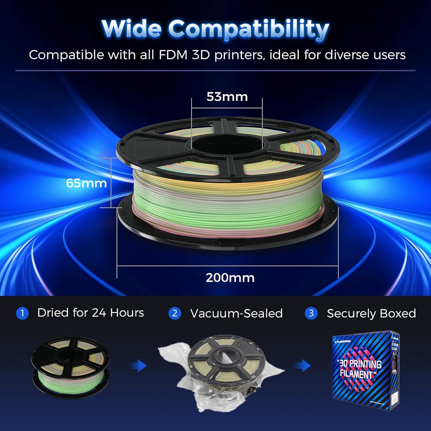 FLASHFORGE Rapid PLA Filament 1.75mm Luminous Melody, 500mm/s High Speed Printing, Glow in The Dark 3D Printer Filament 1kg Spool, Dimensional Accuracy +/- 0.02mm, Brilliant, Long-Lasting Glow - Image 7