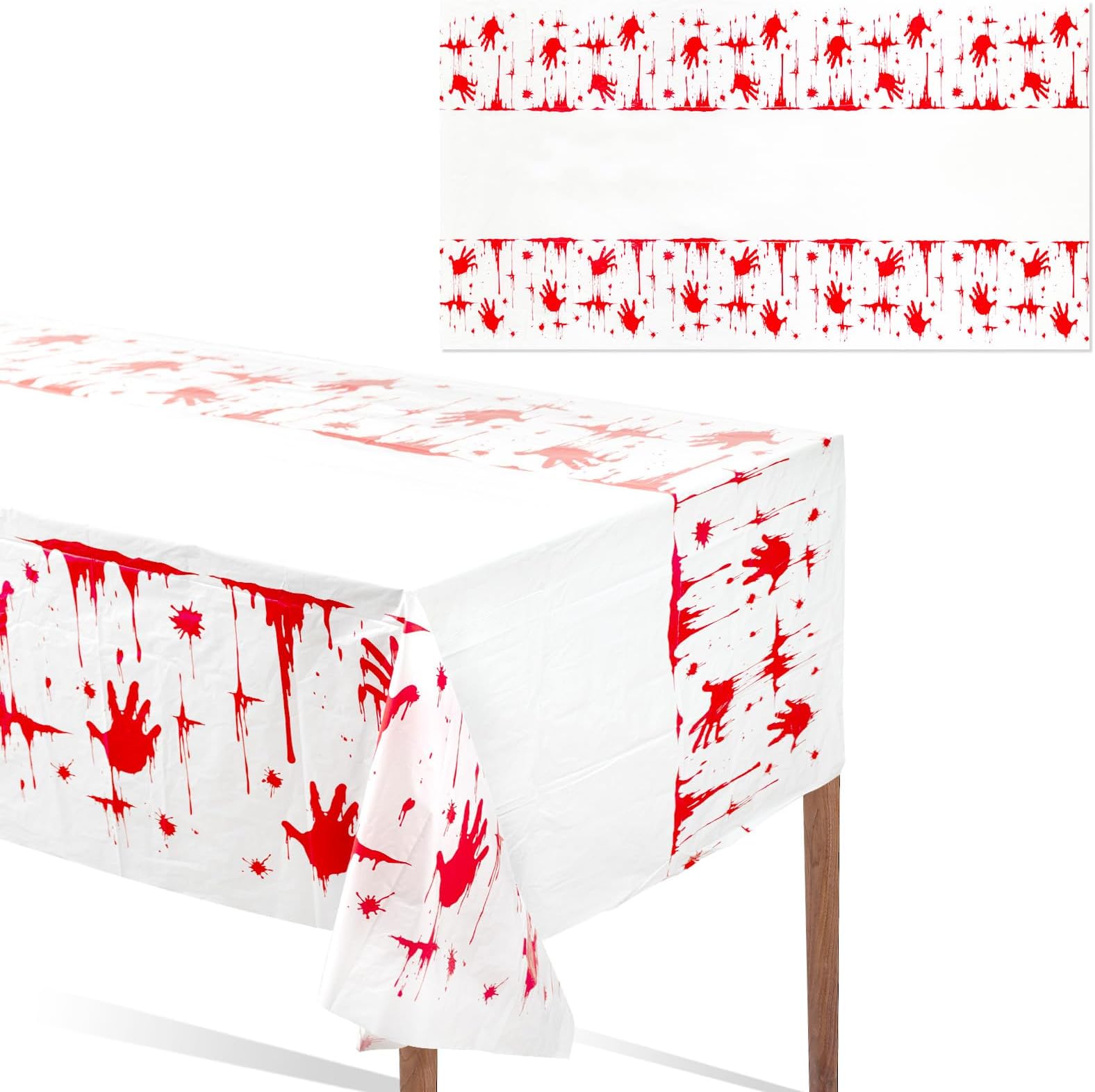 Bloody Tablecloth, Scary Red Handprints Table Cover Halloween Party Decorations, Spooky Decor Supplies for Halloween Zombie Vampire, Murder Mystery Party Decor Props,70 * 42"