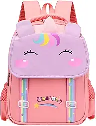 Mochila Escolar Infantil Unicórnio e Dinossauro, 4 Cores Disponíveis, Design Divertido, Alças Ajustáveis, para Crianças da Pré-escola e Ensino Fundamental