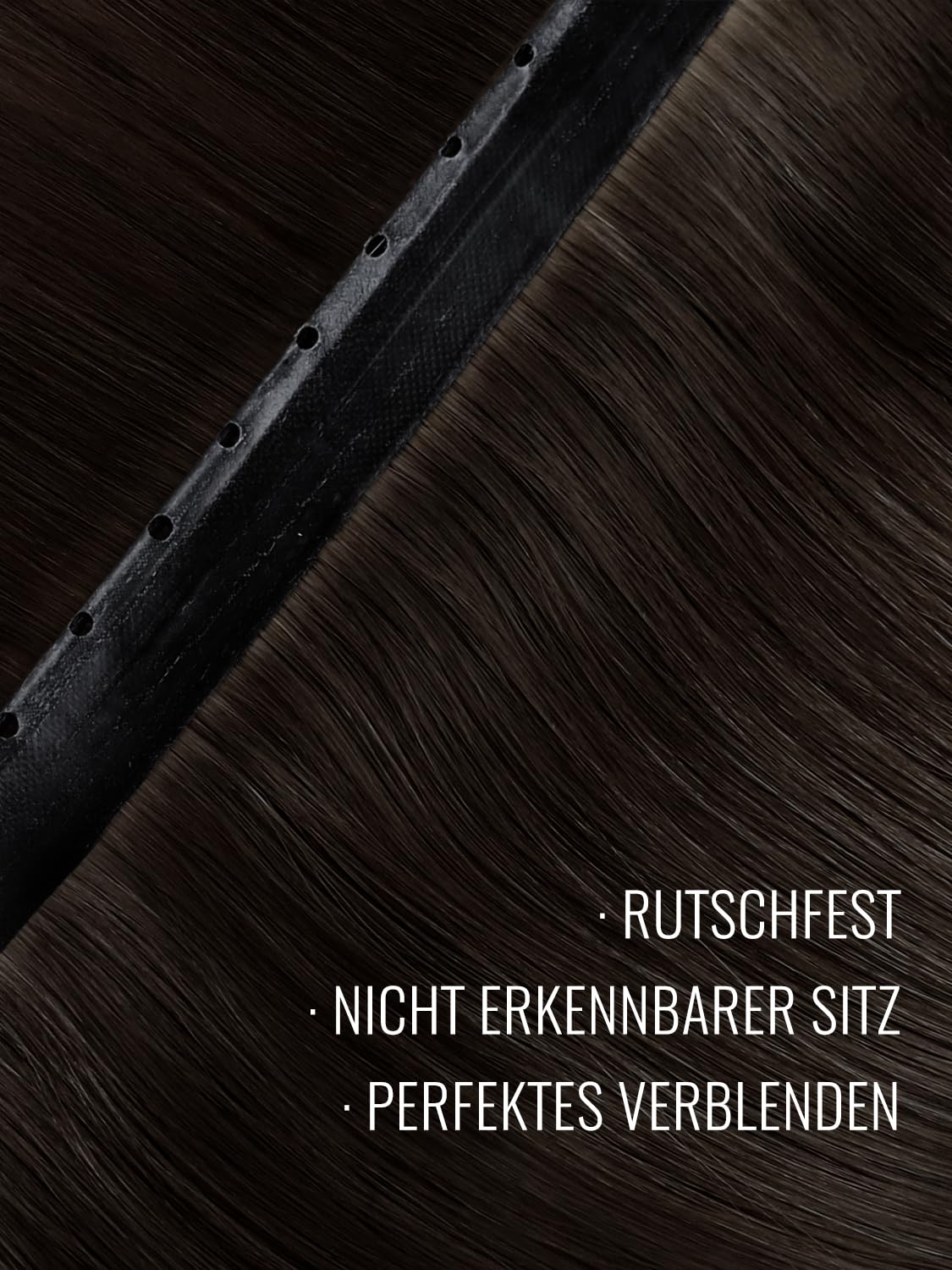 Fshine Echthaar Tressen Dunkelbraun 40cm 80g Butterfly Weft Extensions | Butterfly Tressen Echthaar, PU Hybridbasis, doppelseitiges Design, verdeckte Microringe, vorgefertigte Öffnungen