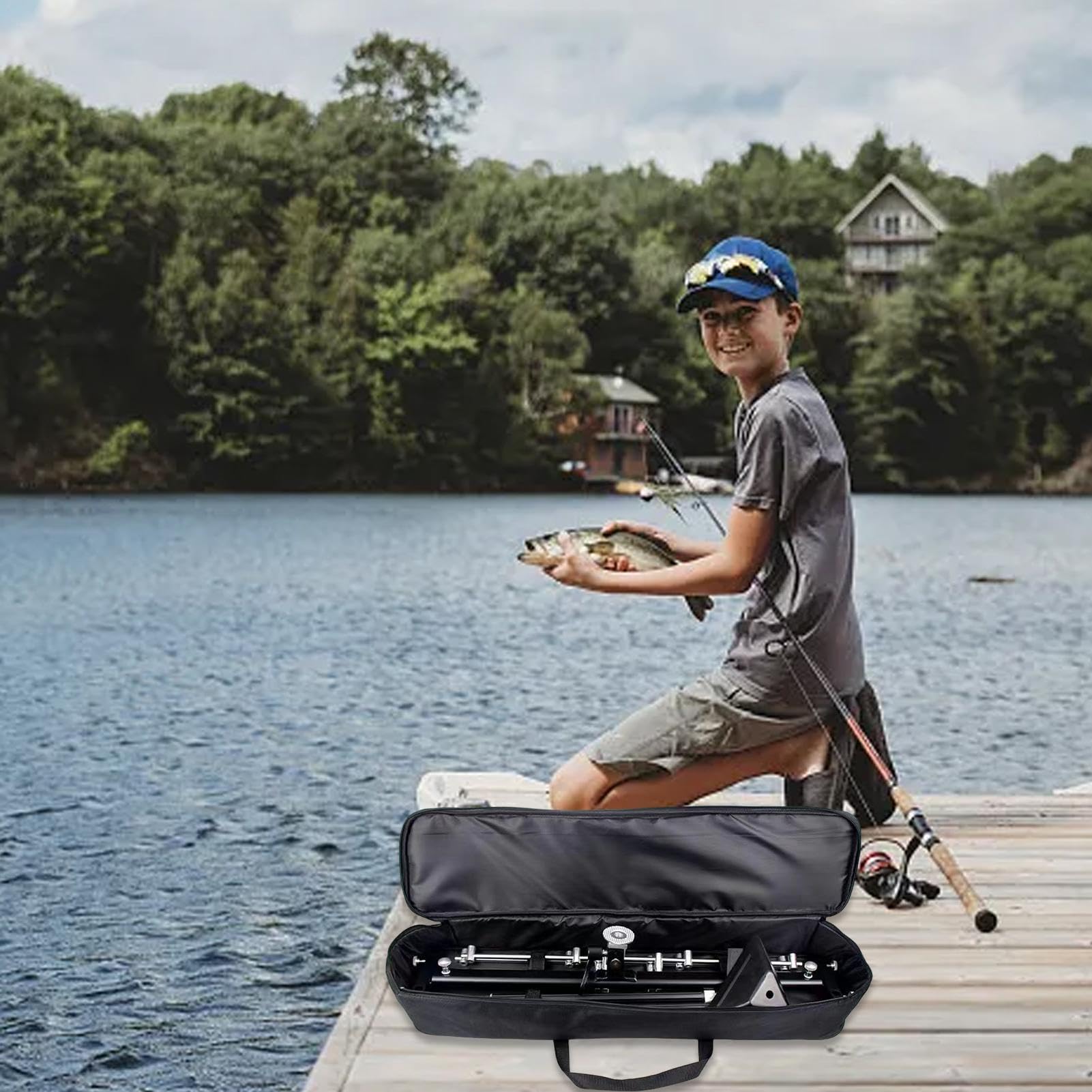 Sac De Transport Pour Canne à Pêche Rurunklee 75 Cm - Étui Pliable Portable En Nylon Pour Moulinet Et Accessoires - 8