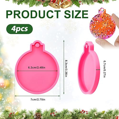 Miniatura 2 de 4 moldes de resina de Navidad de silicona, 3.26 x 2.75 pulgadas, molde suave para colgante de Navidad con agujero, moldes de resina para