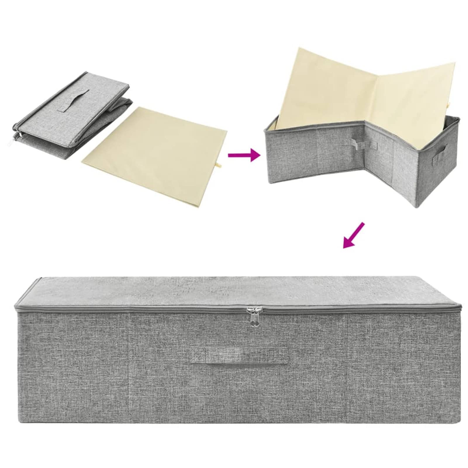 ZEYUAN Aufbewahrungsboxen 2 STK Spielzeugkiste, Aufbewahrungskiste, Kleideraufbewahrung, Kleideraufbewahrung & Organisation, Stoff 70x40x18 cm Grau