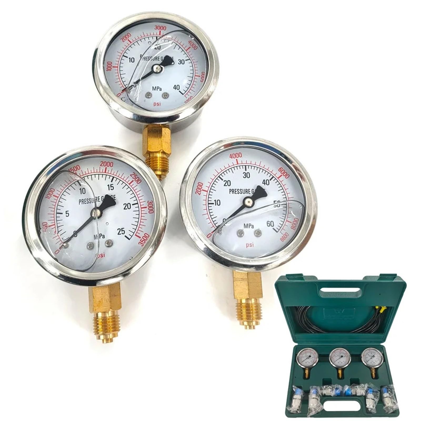 Kit de Prueba de presión para excavadoras con manómetro hidráulico, para maquinaria de construcción, regulador de argón, comprobador de Gasolina, manómetro Digital (comprobador de Gasolina)