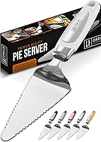 Orblue Pie Server Serrated Both Sides - Stainless Steel Cake Cutter for Left/Right Handed, Ergonomic Handle, Dishwasher Safe, White
