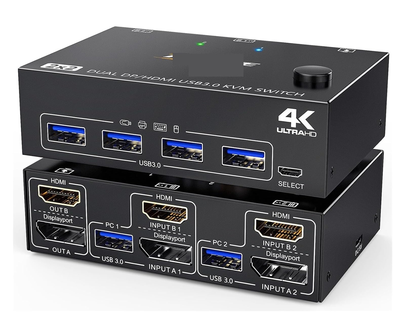USB 3.0 Dual Monitor KVM Switch HDMI Displayport，KVM Switch for 2 Computer Share 2 Display and 4 USB3.0 Devices-image-45