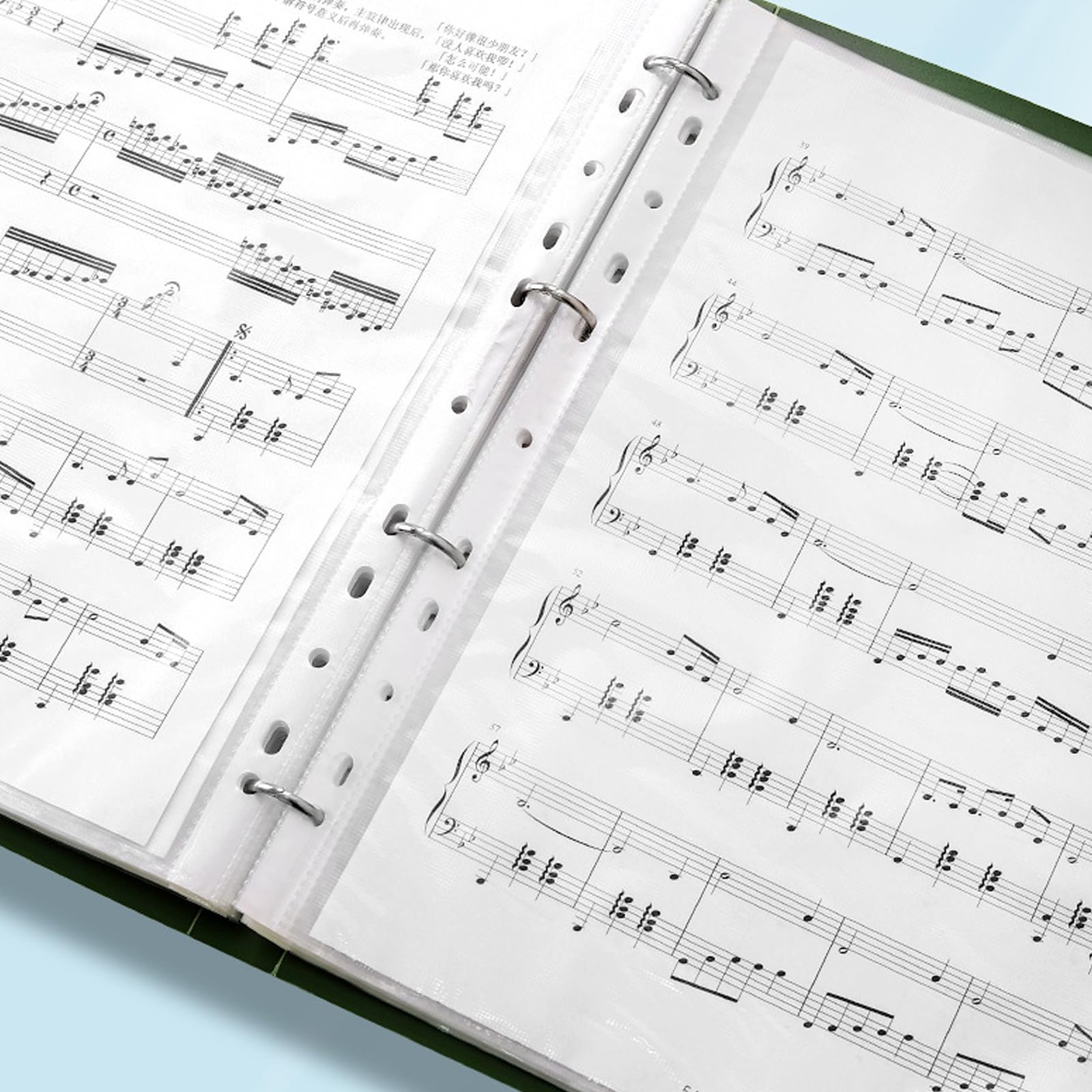 Muziekmap 6-zijdig voor bladmuziek A4, zwart, waterdicht muziekmap, opvouwbaar, muziek ordnermap voor muzikanten, koormap