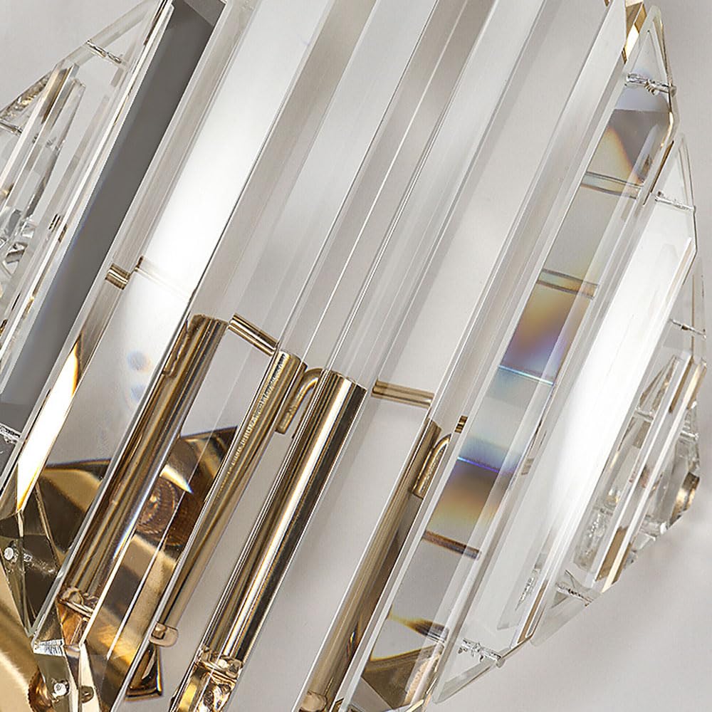 ICEMOB 3-flammige Gold-Eisen-Wandleuchte, modernes Licht, Diamant-Glas-Wandleuchte, Wandleuchte, Schlafzimmer-Wandleuchte, Badezimmer-Waschtischleuchte für Flur, Wohnzimmer, Küche