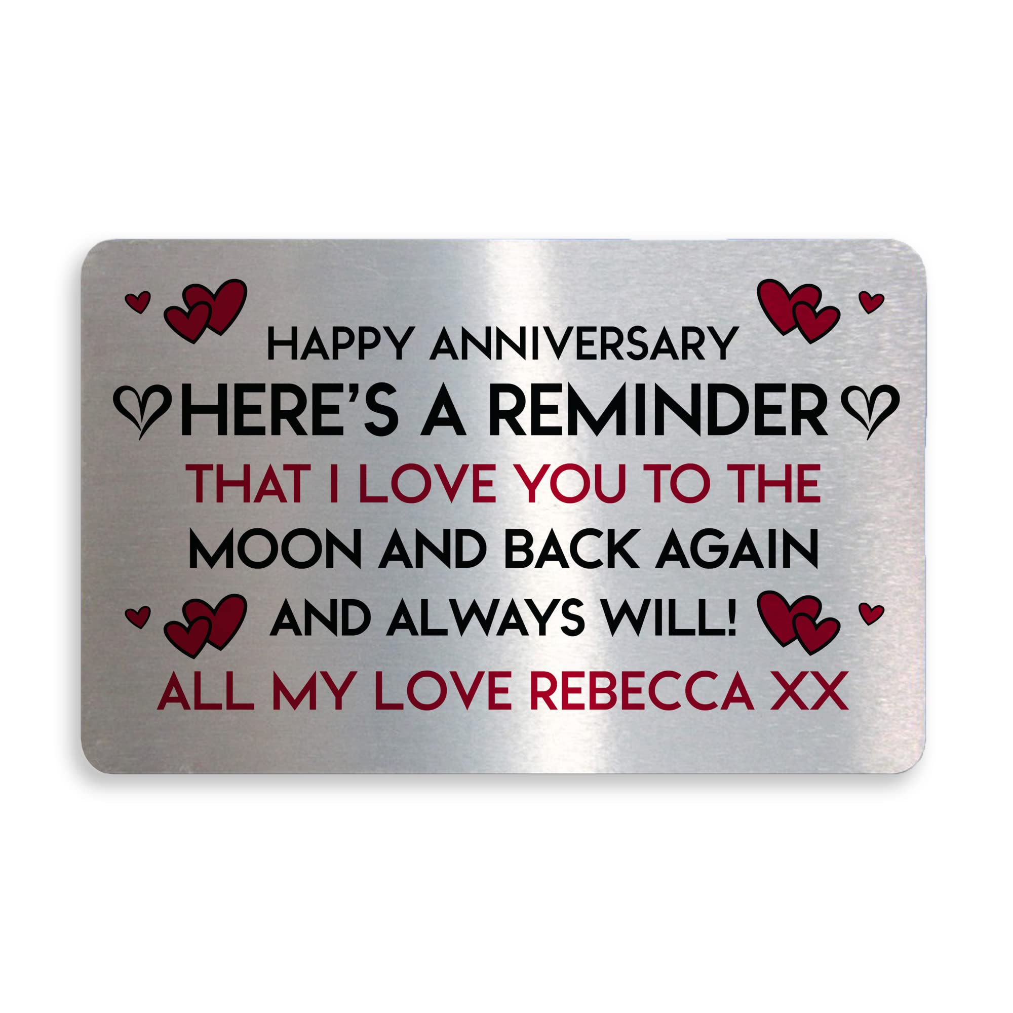 RED OCEAN Anniversary For Him Her PERSONALISED Metal Wallet Insert Husband Wife Gift