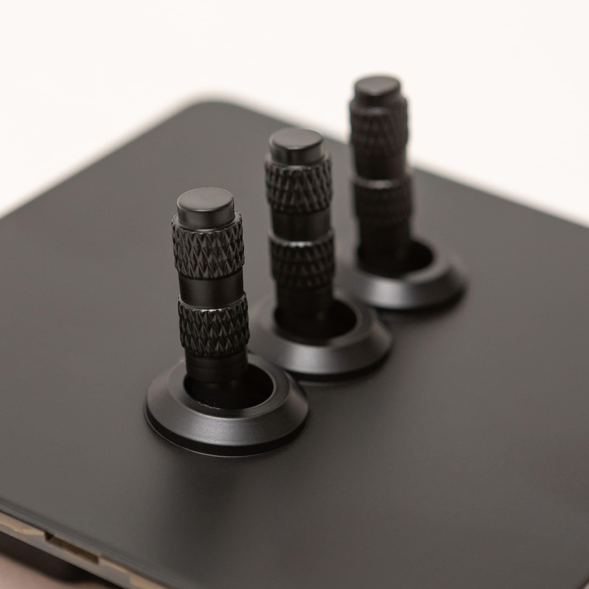 Foundry Series Knurled Toggle Switch and Sockets – Matte Black (3 Gang 2 Way Toggle)