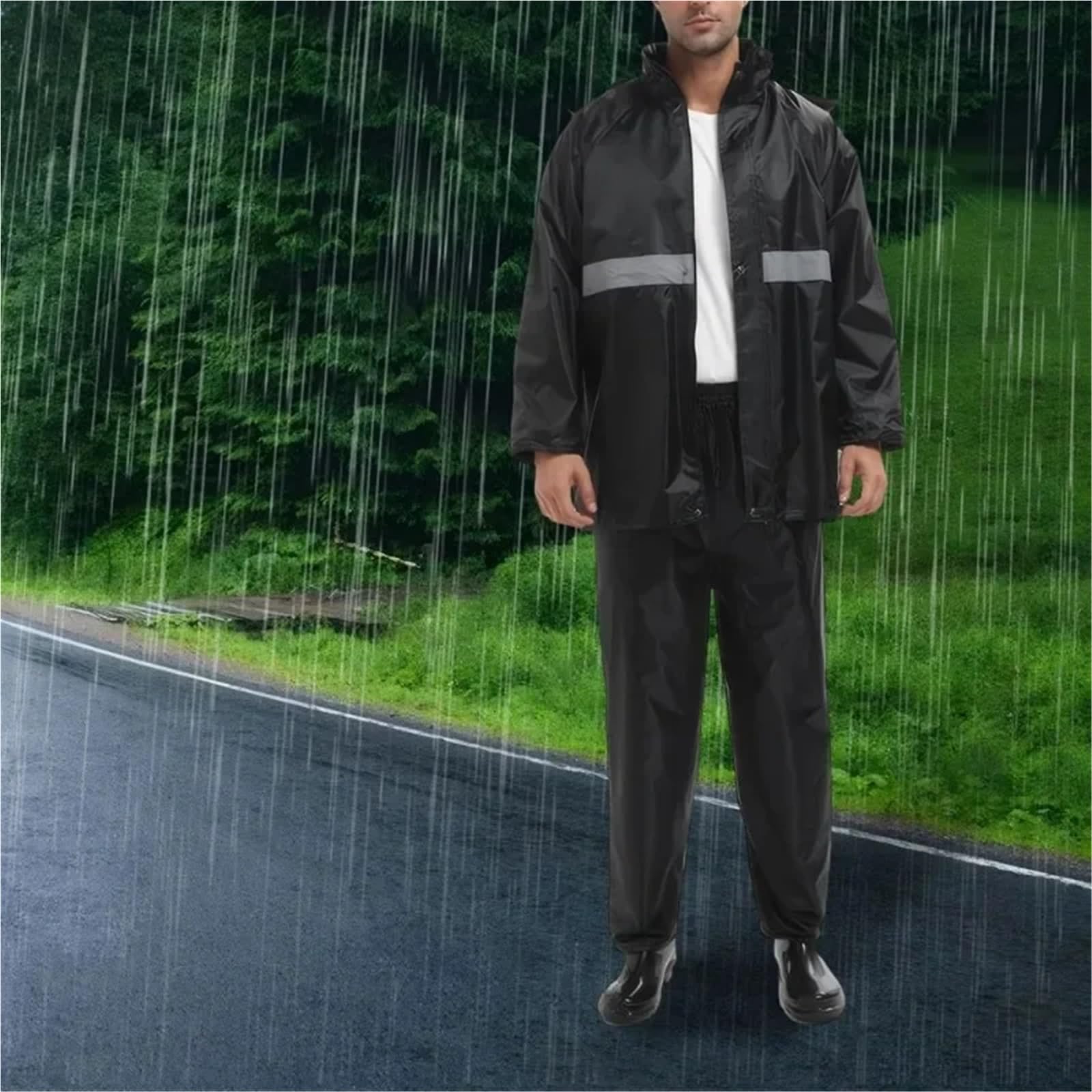 Poncho De Lluvia Chaqueta Impermeable y Traje de pantalón con Banda Reflectante, Chaqueta, Transpirable, Ropa Trabajo for Hombres Mujeres