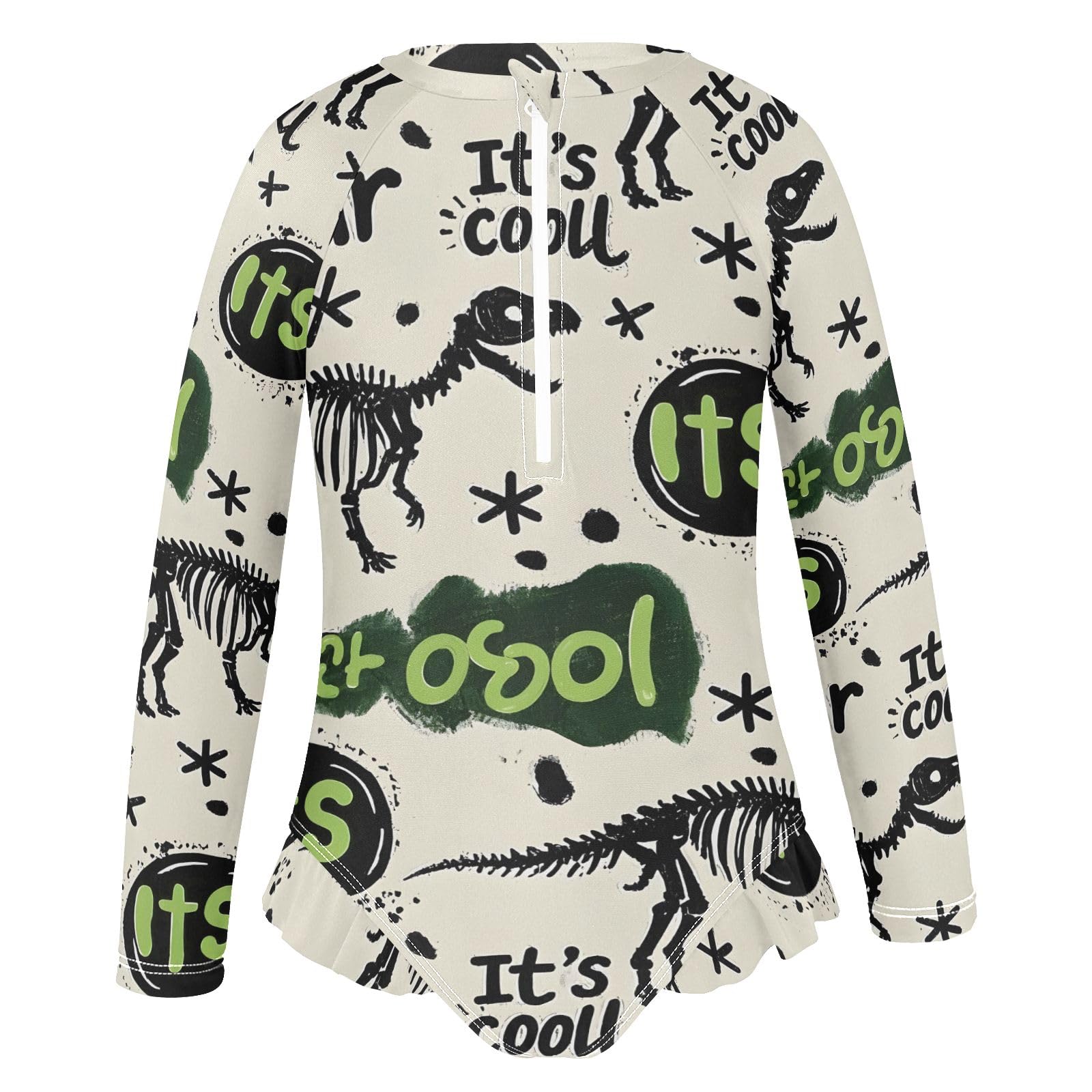 ALAZA Toddler Swimsuit Girl Bathing Suit Swimwear Rash Guard Dinosaur Graffiti Long Sleeve 3T