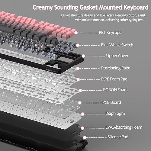 Miniatura 4 de MageGee LIGHT87 Teclado cremoso inalámbrico, estructura de junta, retroiluminación RGB, 2.4GUSB-CBT5.0 Teclado mecánico intercambiable en caliente