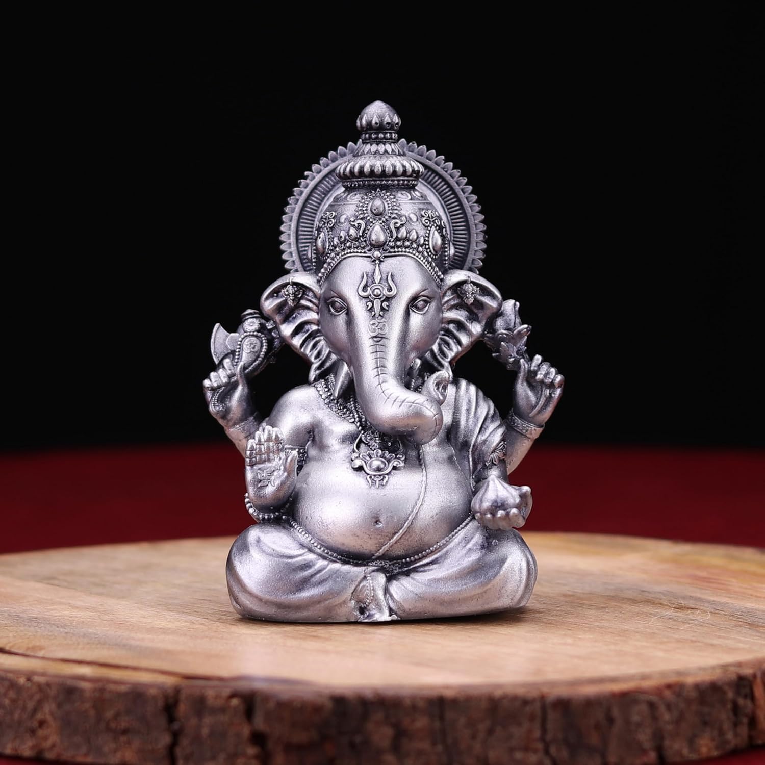 Artarium Ganesha Idol Vinayaka Statue Vinayagar Murti Pillayar Idol Ganesha Murti Ganpati Idol For Car Dashboard Home Office Decor Vighnaharta Ganesha Silver 3 5 Inch - View #3