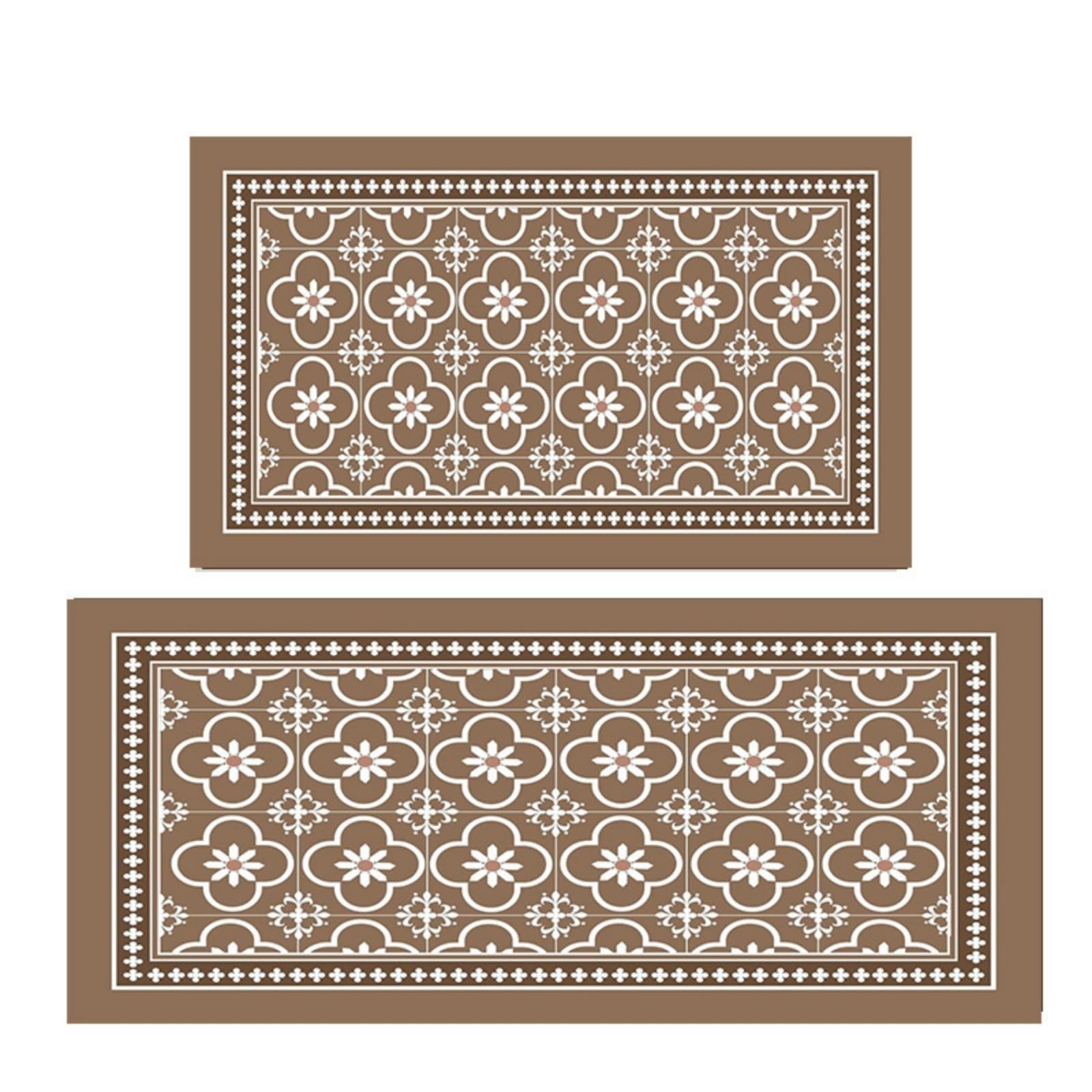 Alfombrilla de cocina antifatiga y lavable en cuero vinílico moderno con flores, 50x80 cm