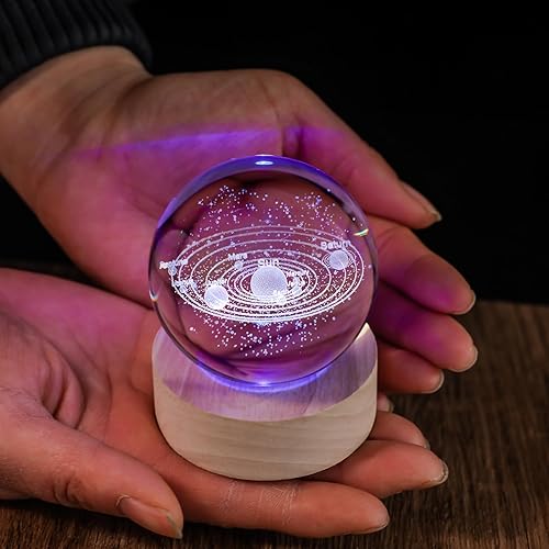 Miniatura 6 de Sistema solar 3D de 2.362 in, bola de cristal, astronomía, universo, regalos, sistema solar, planetas, modelo, ciencia, espacio, temático, física,