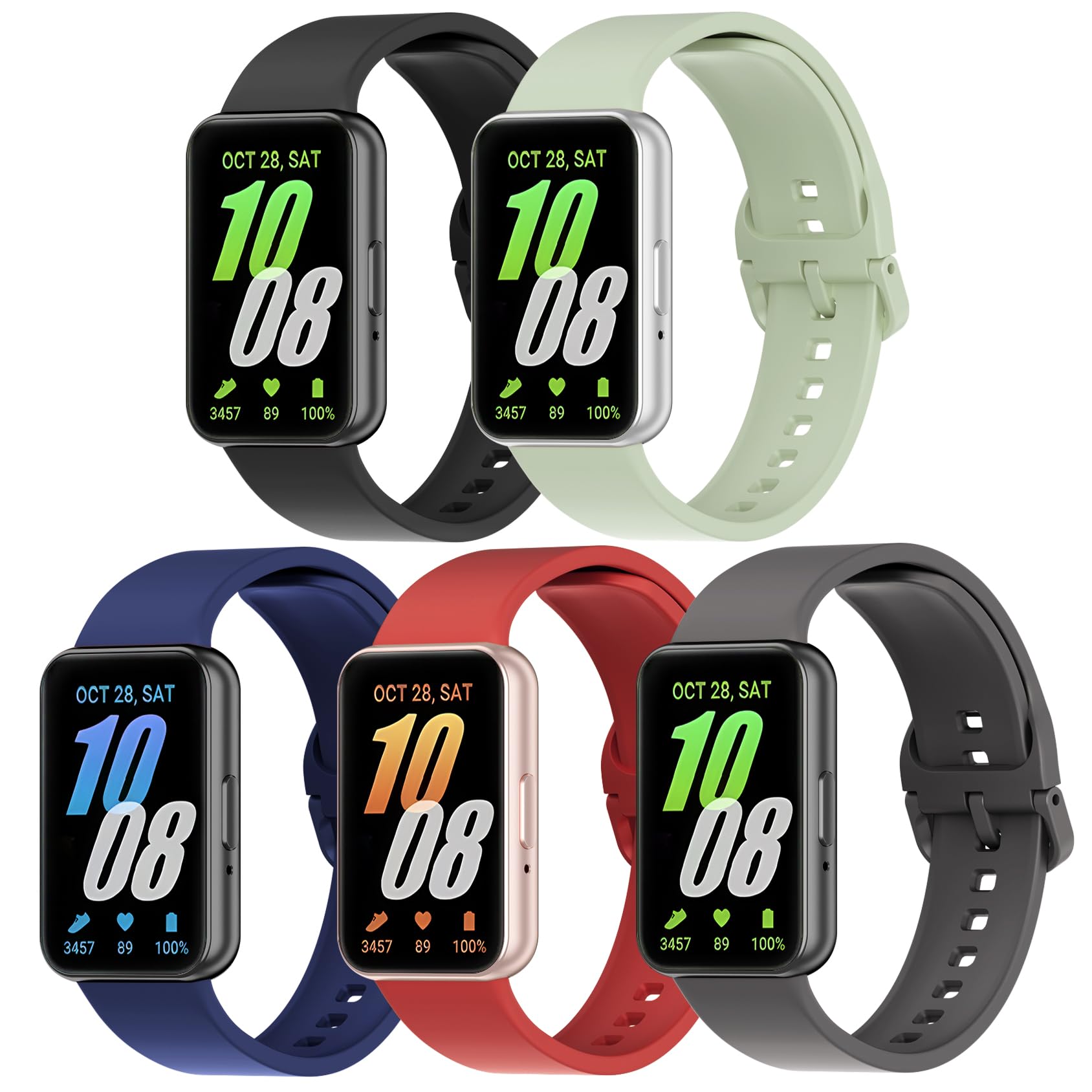 5 Pack Silicone Band Compatible with Samsung Galaxy Fit 3, Soft Adjustable Sport Breathable Replacement Watch Strap Loop for Galaxy Fit 3 SM-R390