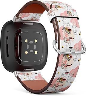 CJBROES Replacement Leather Watch Band, Compatible with Fitbit Versa 3 and Fitbit Sense of Wristband Bracelet Accessory - Textured Bird
